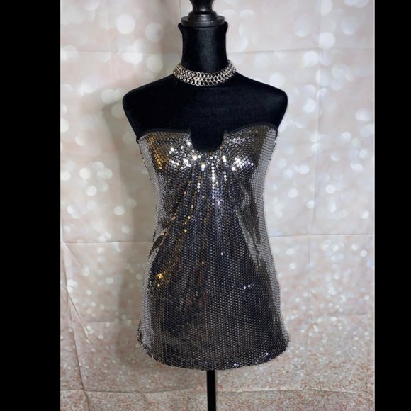 SEQUIN HALTER TOP SIZE MEDIUM - Picture 1 of 3